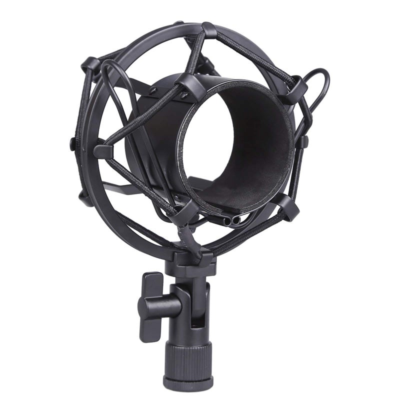 Koolertron Microphone Shock Mount,Mic Clip Holder,Universal 50MM Anti-Vibration Mic Holder for 48MM-54mm Diameter Studio Condenser Mic (Black) - Image 1